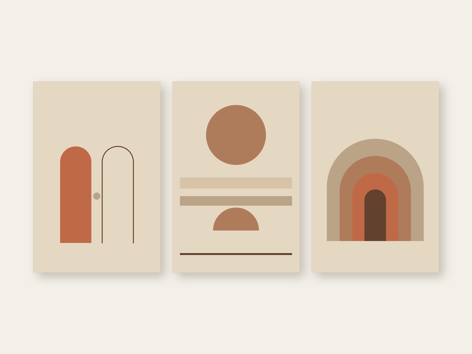 Boho Arch Set of 3 — three printable wall-art panels shown side by side